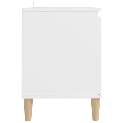 Móvel de TV Merve - Cor Branco - Em Madeira Maciça e Pernas em Madeira de Eucalipto Maciça - 103,5x35x50 cm  - Branco - Design Moderno