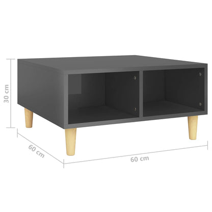 Mesa de centro 60x60x30 cm contraplacado cinzento brilhante