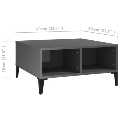 Mesa de centro 60x60x30 cm contraplacado cinzento brilhante