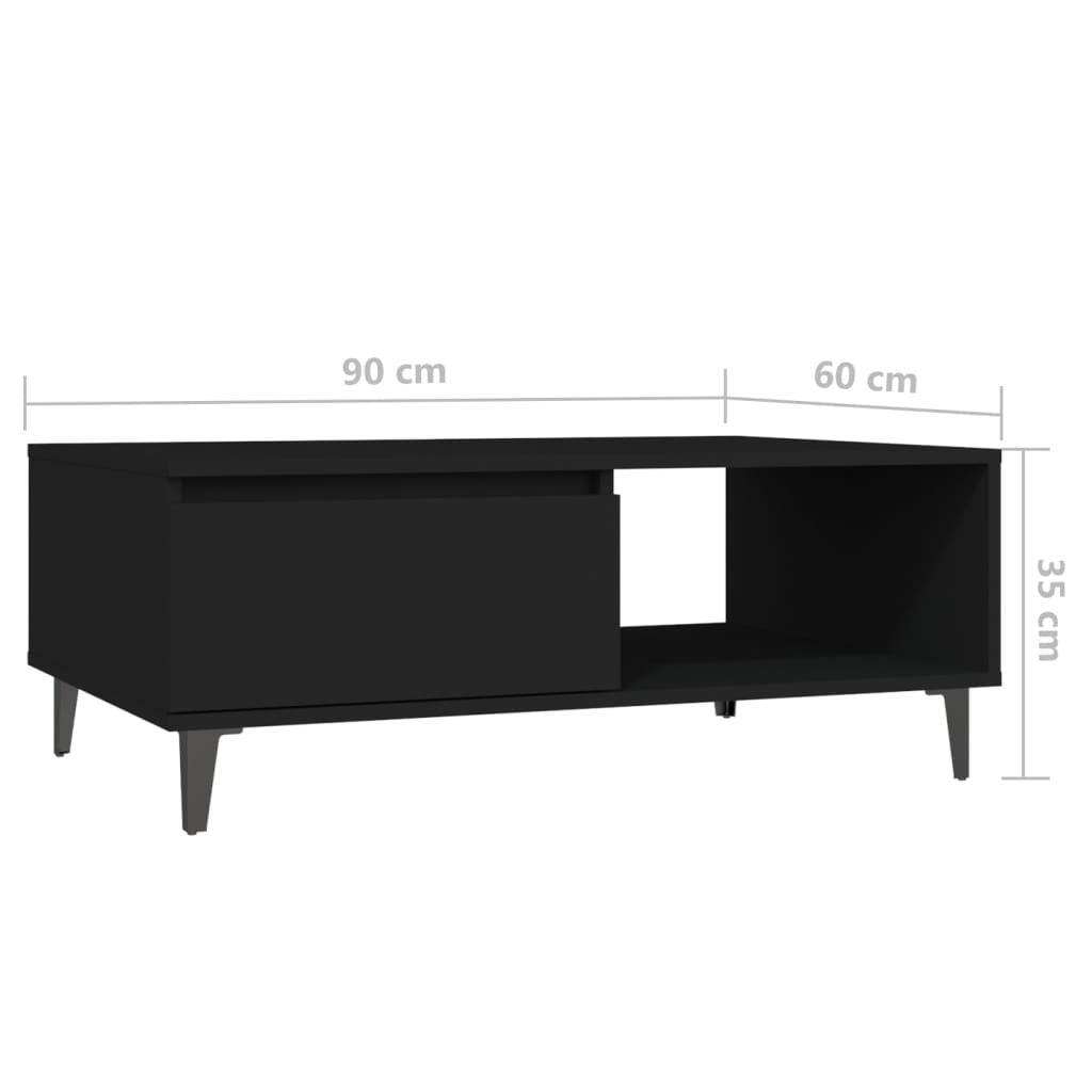 Mesa de centro 90x60x35 cm contraplacado preto