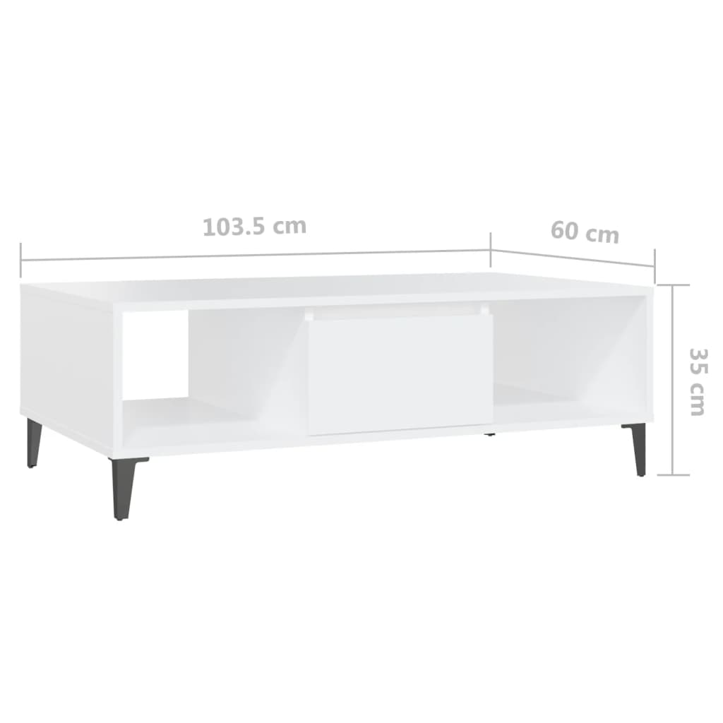 Mesa de centro 103,5x60x35 cm contraplacado branco