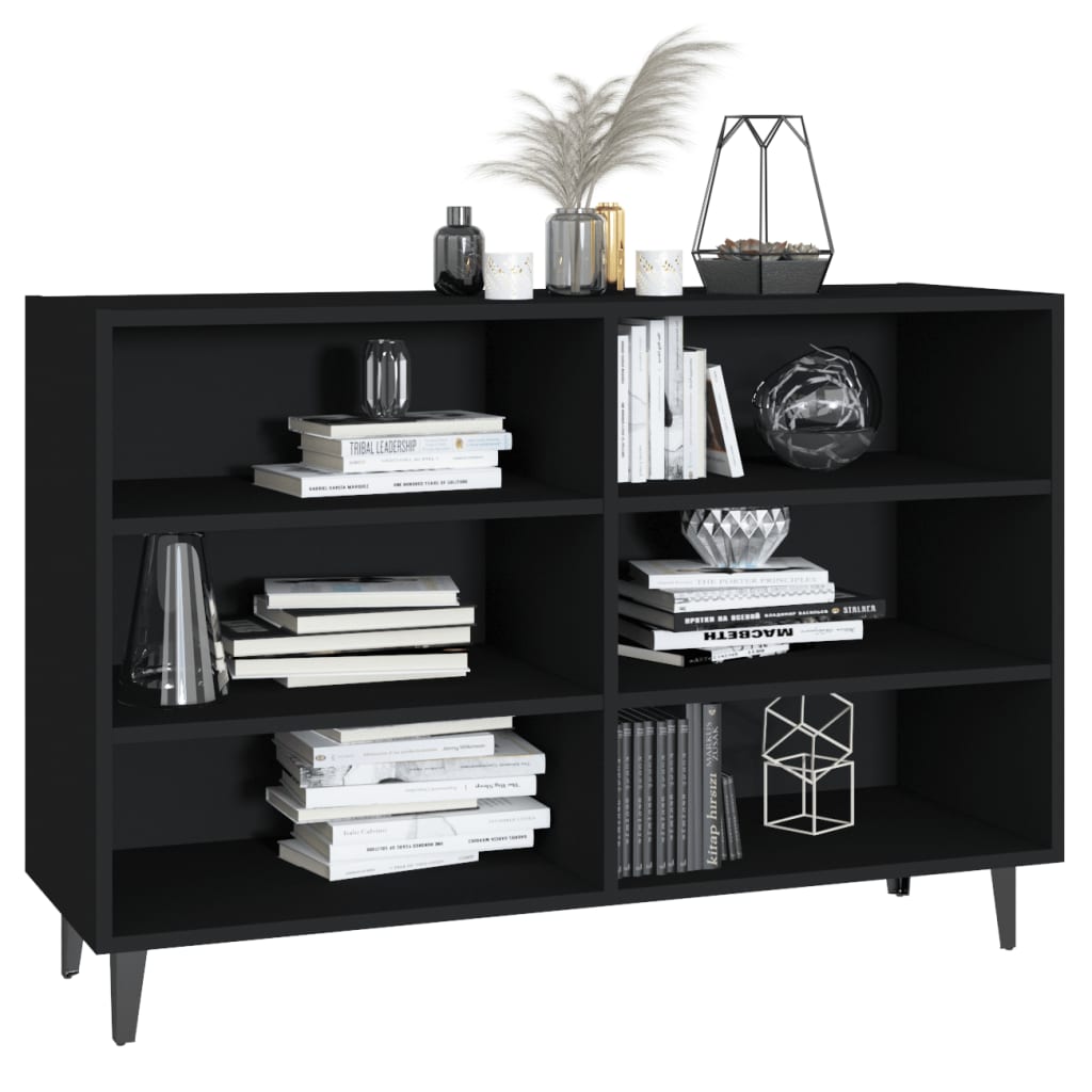 Aparador Lotiv - Cor Preto -  Com 6 Prateleiras - 103,5x35x70 cm - Design Moderno