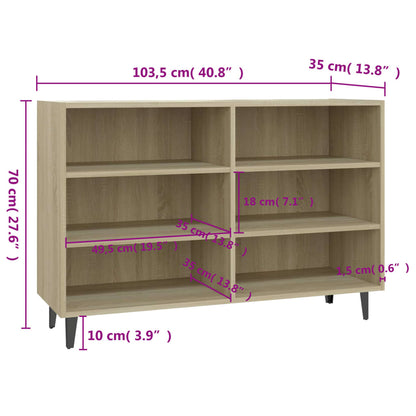 Aparador Lotiv - Cor Carvalho Sonoma -  Com 6 Prateleiras - 103,5x35x70 cm - Design Moderno