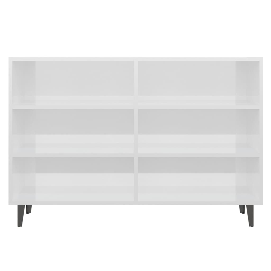 Aparador Lotiv - Cor Branco Brilhante -  Com 6 Prateleiras - 103,5x35x70 cm - Design Moderno