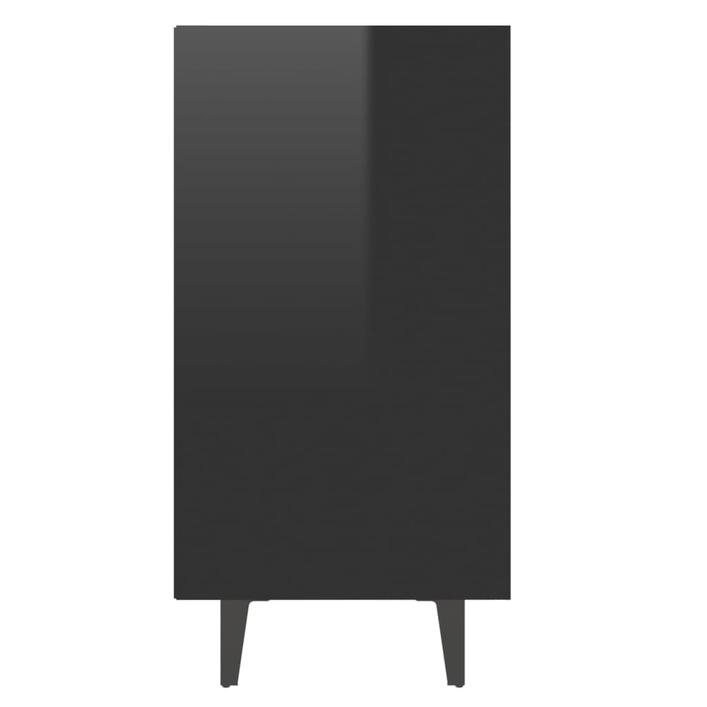 Aparador Lotiv - Cor Preto Brilhante -  Com 6 Prateleiras - 103,5x35x70 cm - Design Moderno