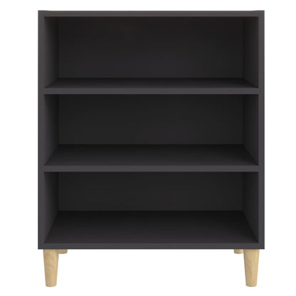 Aparador Yang - Cor Cinzento - Com 3 Prateleiras - 57x35x70 cm - Em Contraplacado e Pernas em Madeira de Eucalipto Maciça - Design Minimalista