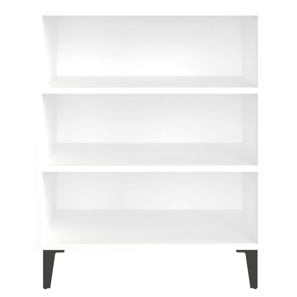 Aparador Yang - Cor Branco - Com 3 Prateleiras - 57x35x70 cm - Em Contraplacado e Pernas em Metal - Design Minimalista