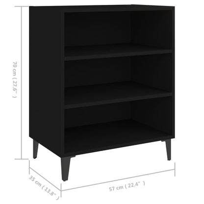 Aparador Yang - Cor Cinzento - Com 3 Prateleiras - 57x35x70 cm - Em Contraplacado e Pernas em Ferro  - Design Minimalista