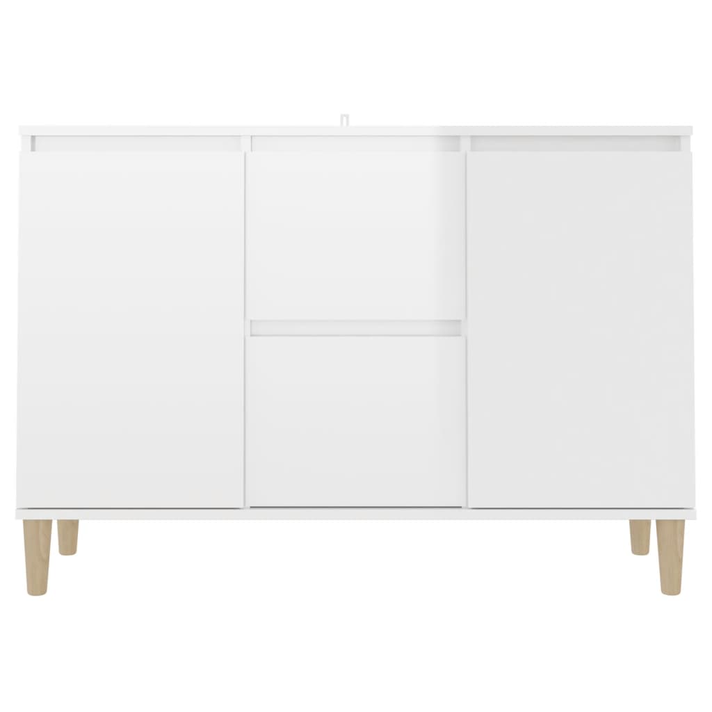 Aparador Eucali com 2 Gavetas e 2 Portas de 103 cm - Branco Brilhante - Design Nórdico