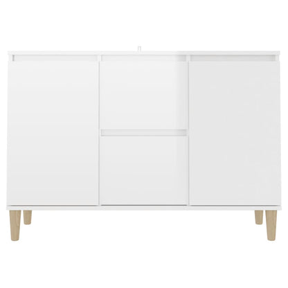 Aparador Eucali com 2 Gavetas e 2 Portas de 103 cm - Branco Brilhante - Design Nórdico