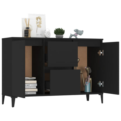 Aparador Ayla - Cor Preto - Com 2 Gavetas e 2 Portas - 104x35x70 cm- Design Moderno