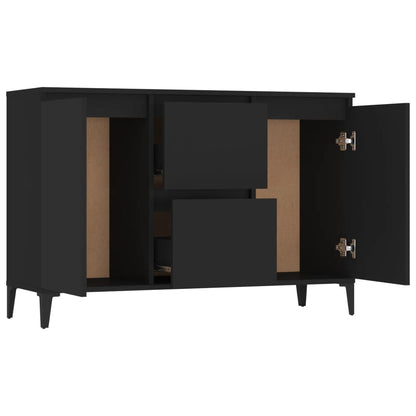 Aparador Ayla - Cor Preto - Com 2 Gavetas e 2 Portas - 104x35x70 cm- Design Moderno