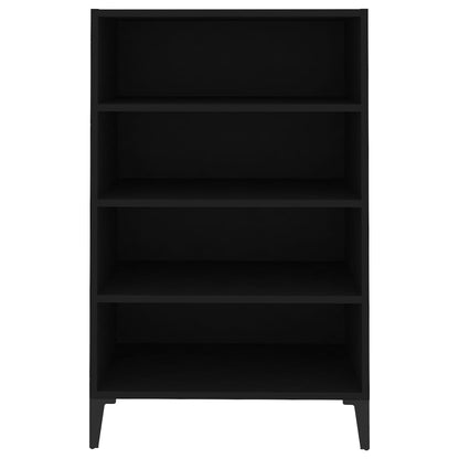 Aparador Yang - Cor Preto - Com 4 Prateleiras - 57x35x90 cm - Em Contraplacado e Pernas em Ferro  - Design Minimalista