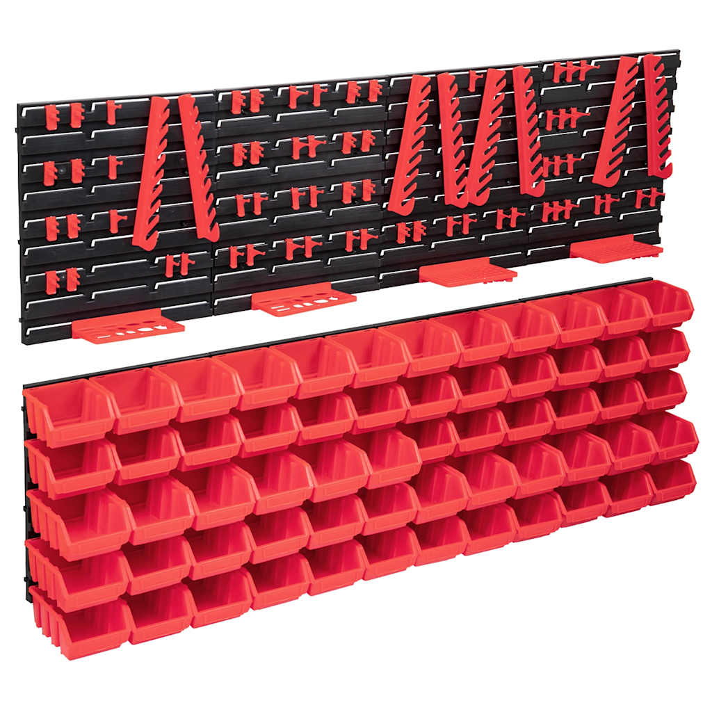 136 pcs kit caixas arrumação c/ painéis parede vermelho e preto