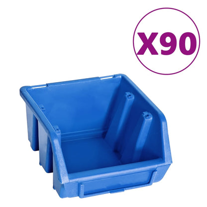 96 pcs Kit caixas arrumação com painéis parede azul e preto