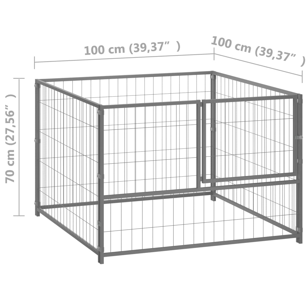 Canil para cães 100x100x70 cm aço prateado