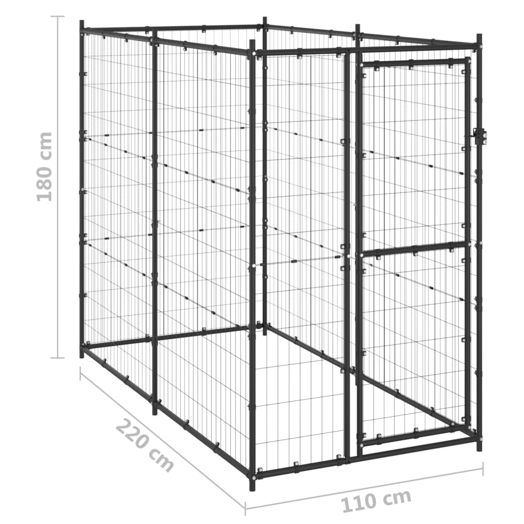 Canil de exterior 110x220x180 cm aço