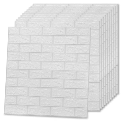 Papel de parede 3D autoadesivo tijolos 20 pcs branco