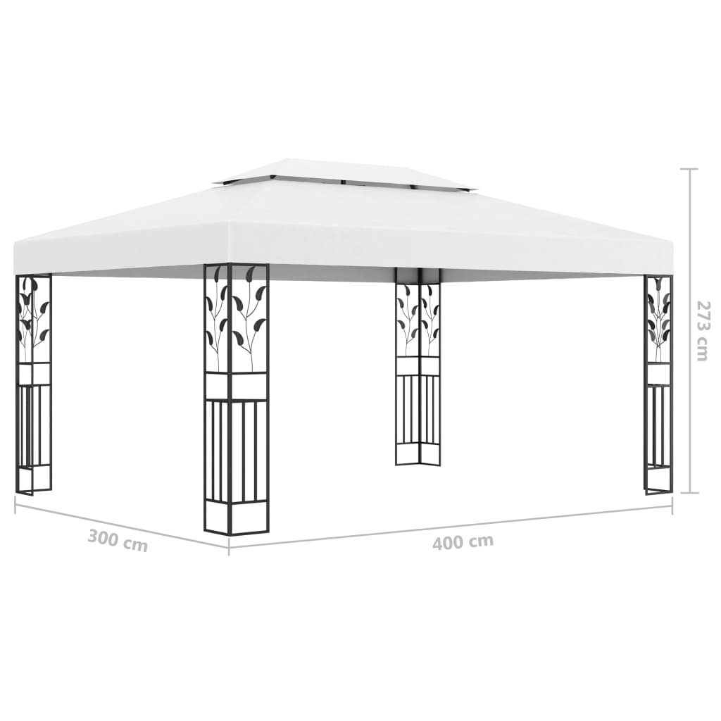 Pérgula com Toldo Duplo e Luzes LED - 4x3m - Branco