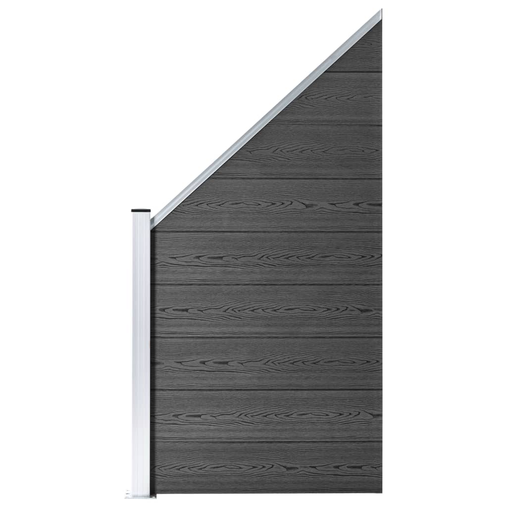 Conjunto de painel de vedação WPC 619x(105-186) cm preto