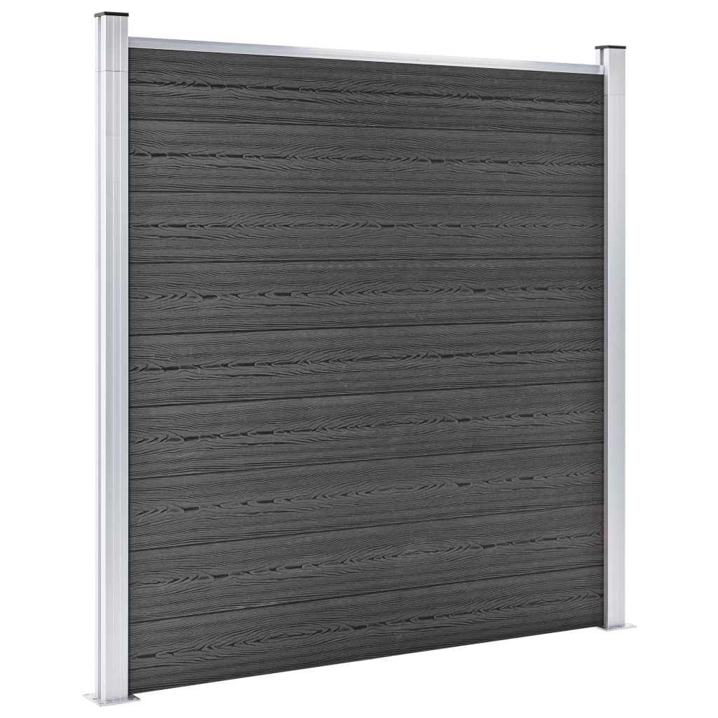 Conjunto de painel de vedação WPC 1657x(105-186) cm preto