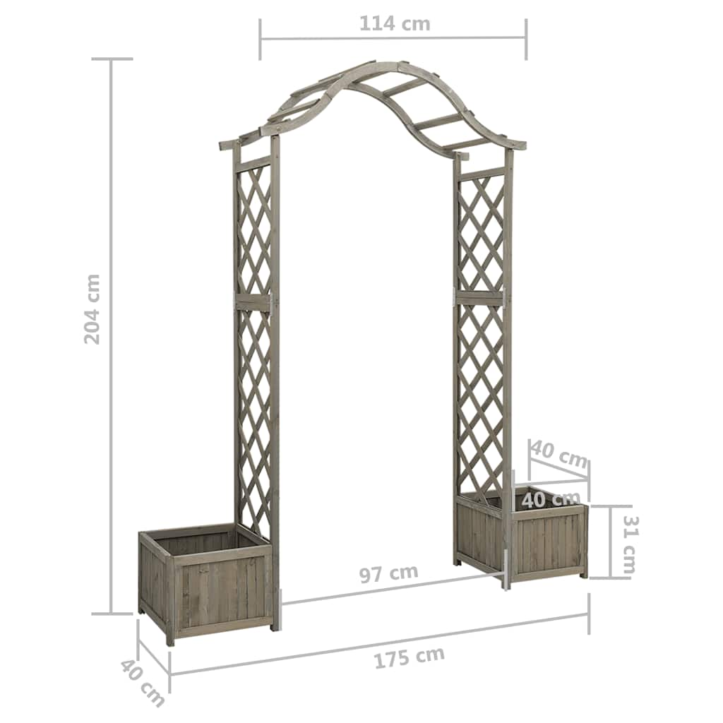 Pérgola de jardim com vasos madeira de abeto maciça cinzento