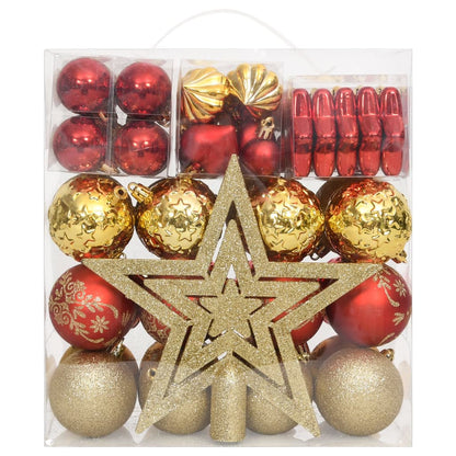 70 pcs conjunto de enfeites de Natal dourado e vermelho