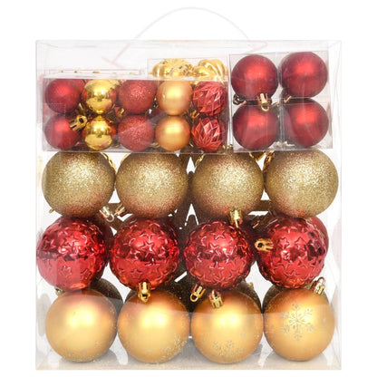 70 pcs conjunto de enfeites de Natal dourado e vermelho