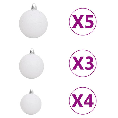 Conj. de bolas de natal 61 pcs c/ pico e 150 LEDs branco/cinza