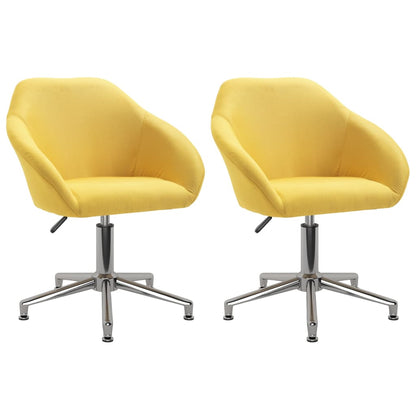 Cadeiras de jantar giratórias 2 pcs tecido amarelo