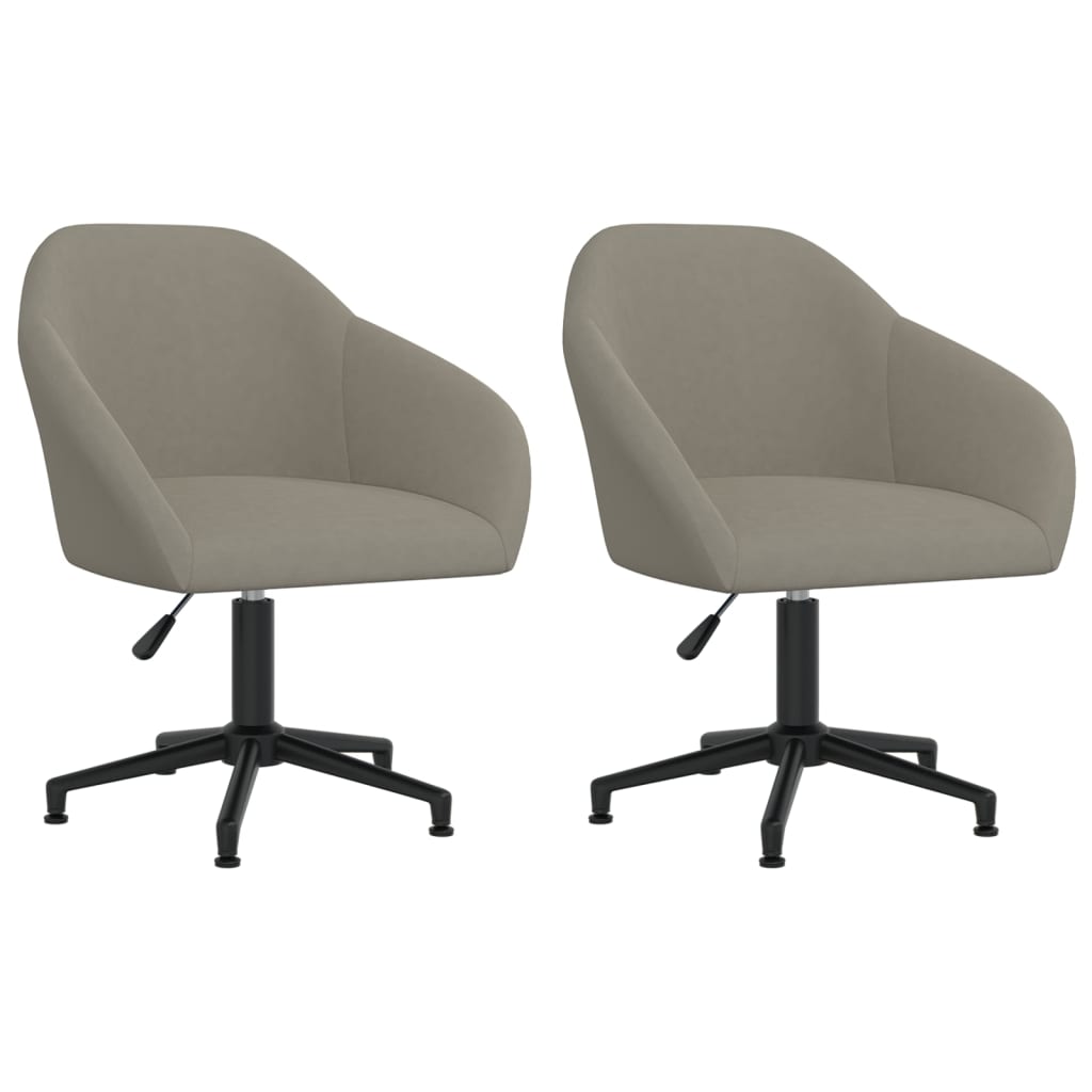 Cadeiras de jantar giratórias 2 pcs veludo cinzento-claro