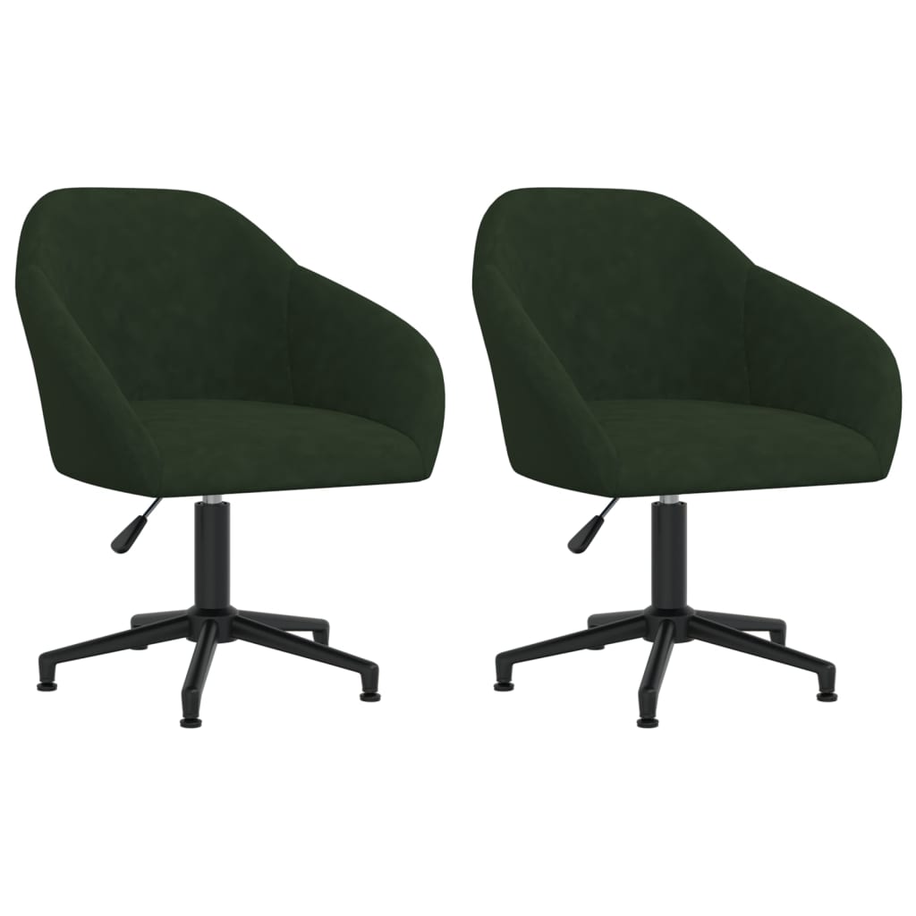 Cadeiras de jantar giratorias 2 pcs veludo verde-escuro