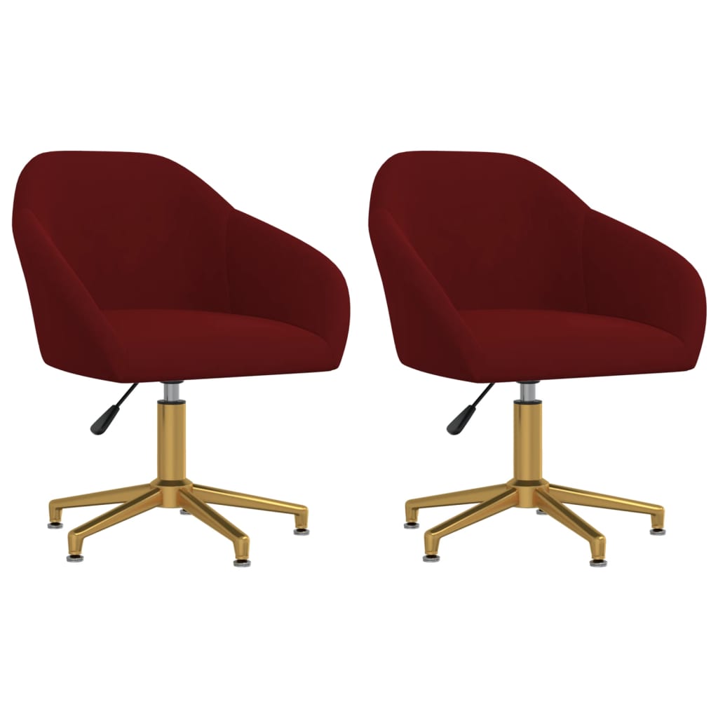 Cadeiras de jantar giratórias 2 pcs veludo vermelho tinto