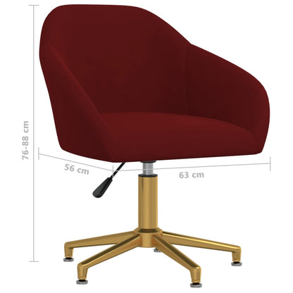 Cadeiras de jantar giratórias 2 pcs veludo vermelho tinto