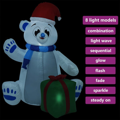 Urso Polar insuflável de Natal com LED de 2,4 m - Interior e Exterior