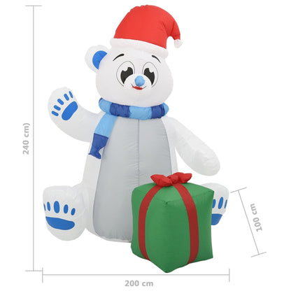 Urso Polar insuflável de Natal com LED de 2,4 m - Interior e Exterior