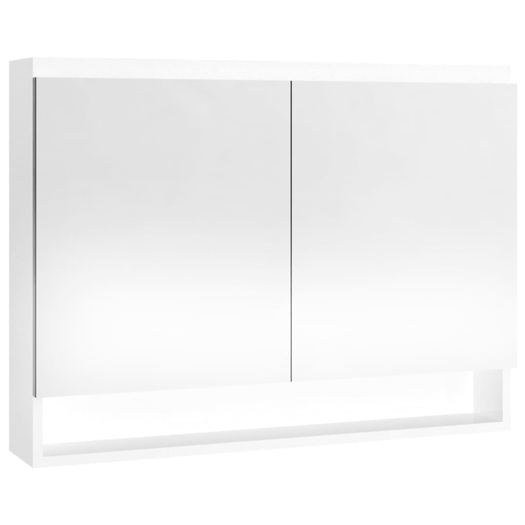 Armário espelhado p/ casa banho 80x15x60cm MDF branco brilhante