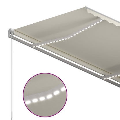 Toldo retrátil manual com LED 300x250 cm cor creme