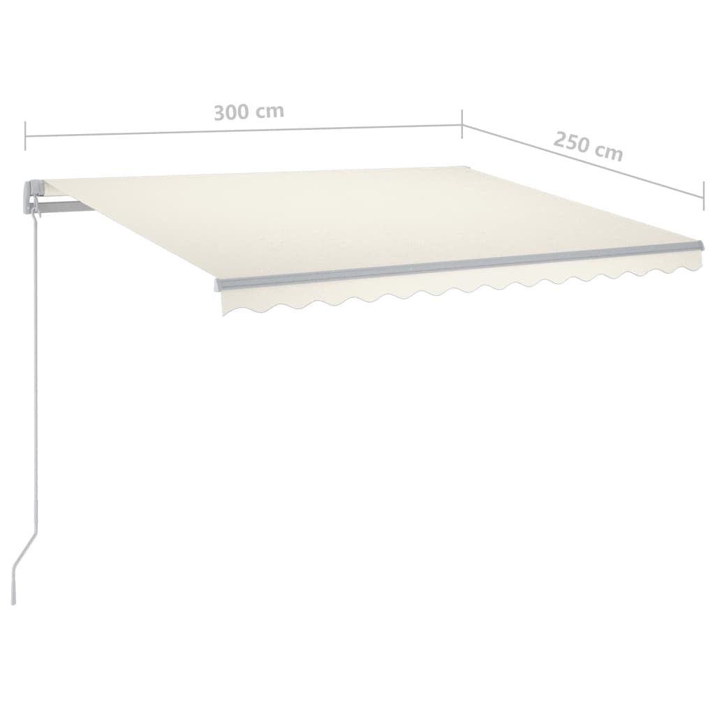 Toldo retrátil manual com LED 300x250 cm cor creme