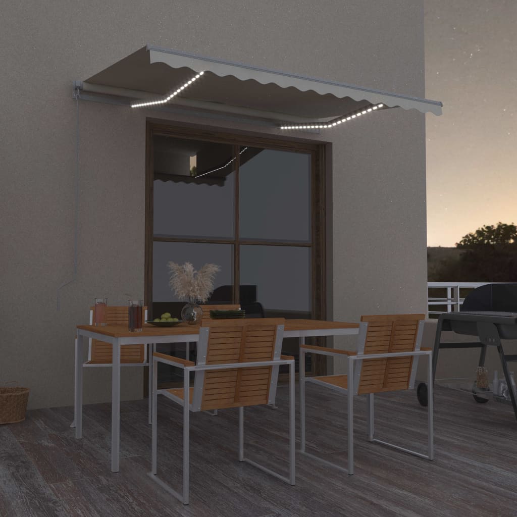 Toldo retrátil manual com LED 300x250 cm cor creme