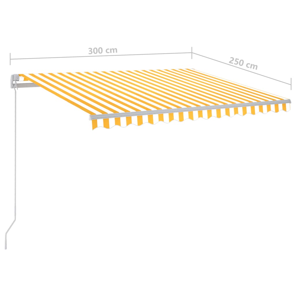 Toldo retrátil manual com LED 300x250 cm amarelo e branco