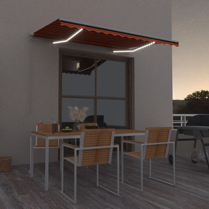 Toldo retrátil manual com LED 300x250 cm laranja e castanho