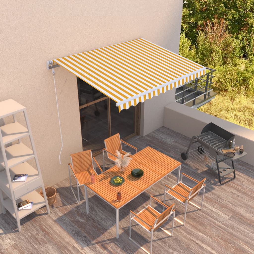 Toldo retrátil automático 300x250 cm amarelo e branco