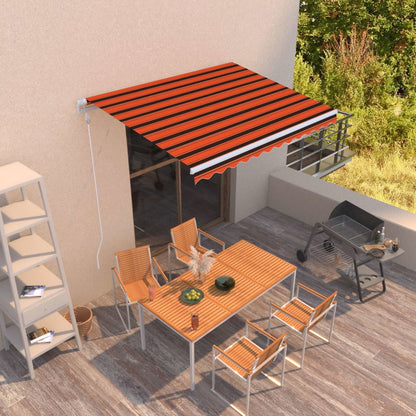 Toldo retrátil automático 300x250 cm laranja e castanho