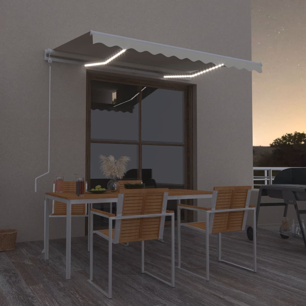 Toldo automático com LED e sensor de vento 300x250 cm creme