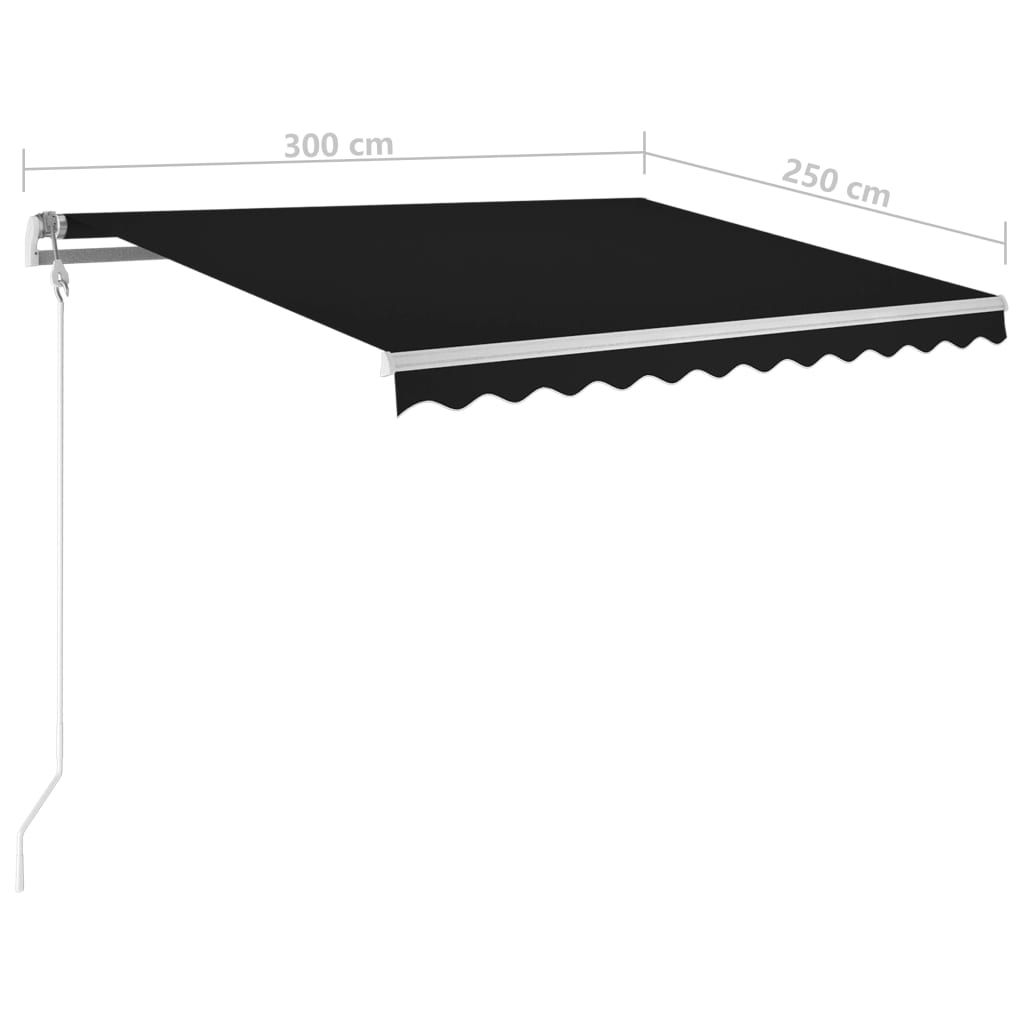 Toldo automático com LED e sensor de vento 300x250 cm antracite