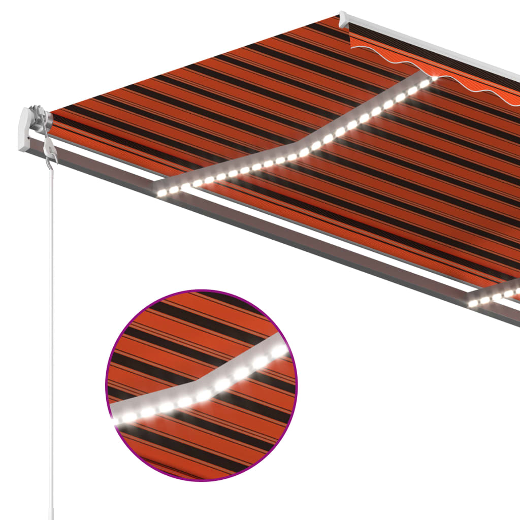 Toldo autom. LED e sensor de vento 300x250 cm laranja/castanho