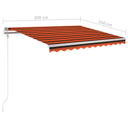 Toldo autom. LED e sensor de vento 300x250 cm laranja/castanho