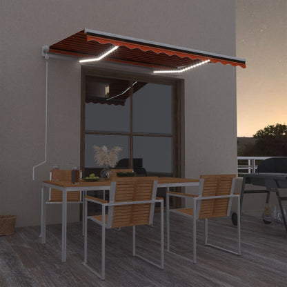 Toldo autom. LED e sensor de vento 300x250 cm laranja/castanho