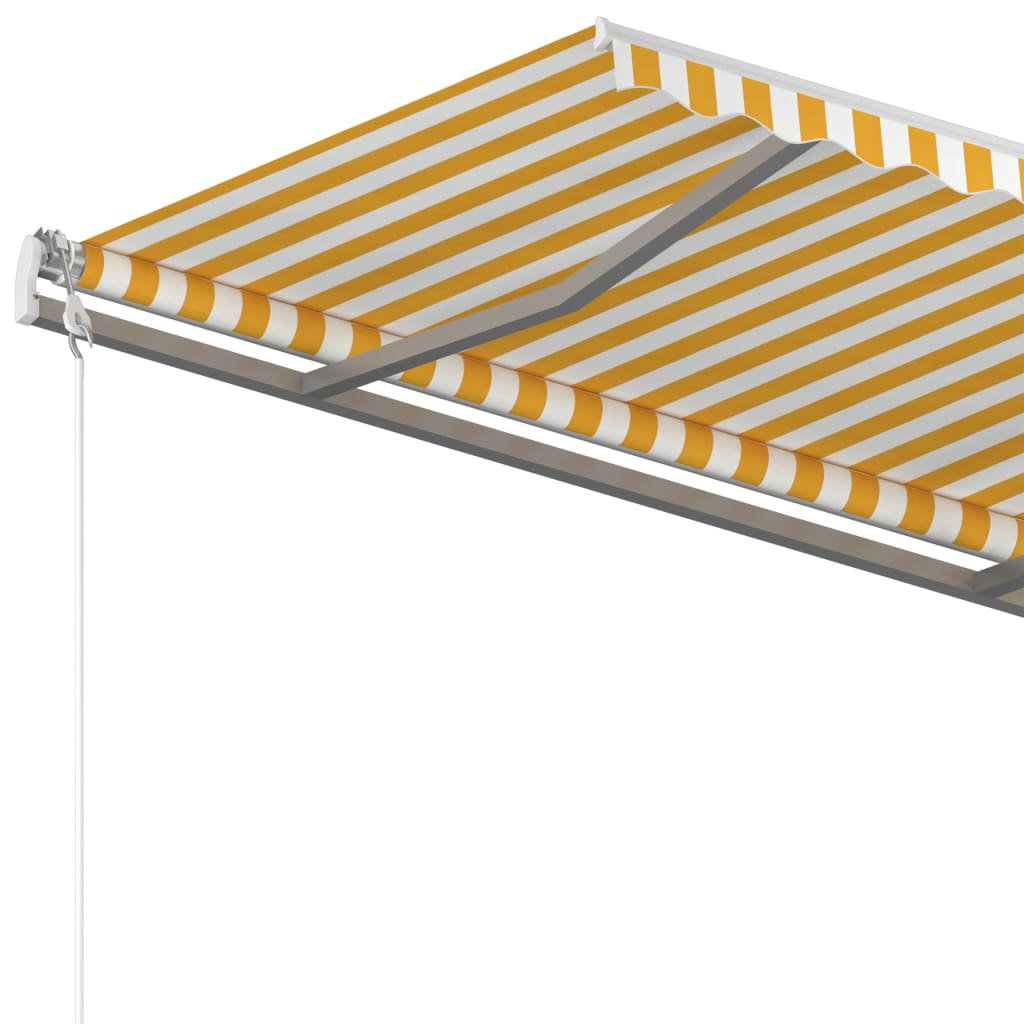 Toldo retrátil manual 350x250 cm amarelo e branco